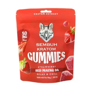 Sembuh Red Vein Kratom Extract Gummies – Strawberry – Relax & Chill – 1000mg